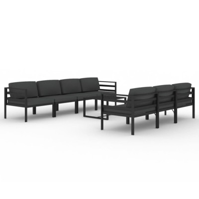 Set mobilier de gradina cu perne, 8 piese, antracit, aluminiu foto
