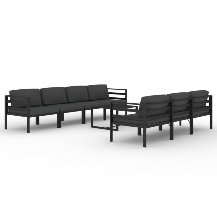 Set mobilier de gradina cu perne, 8 piese, antracit, aluminiu