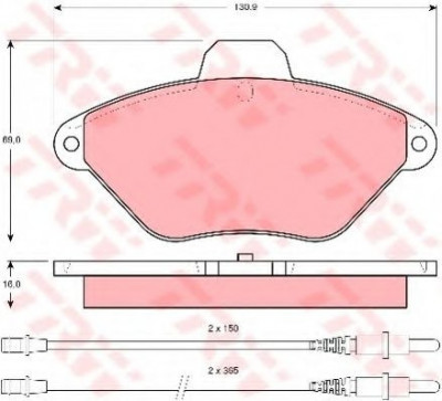 Set placute frana,frana disc CITROEN XANTIA (X1) (1993 - 1998) TRW GDB1102 foto