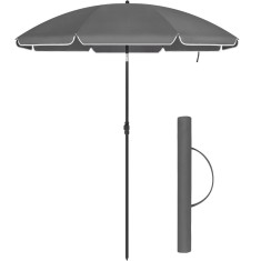 SONGMICS Umbrela terasa gradina sau plaja, cu inclinare, husa, diametru 200cm, gri Household NewTrend