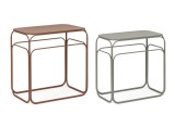 Cumpara ieftin Set 2 masute cafea otel maro verde salvie Clarity 51x30.5x55h; 56x36x59.5h