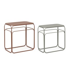 Set 2 masute cafea otel maro verde salvie Clarity 51x30.5x55h; 56x36x59.5h