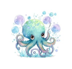 Sticker decorativ Caracatita, Multicolor, 53 cm, 3811ST foto