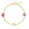 Bratara din Aur 14K pentru Copii &ndash; model Unicorn, Inima si Stea din Email Colorat, reglabila 13&ndash;15 cm, Bratari aur