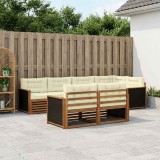 vidaXL Set de canapele de exterior cu pernă 7 pcs Natural și Crem 3383463