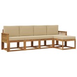 vidaXL Set de canapele de exterior 5 pcs Natural și Bej Poliester 3385139