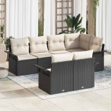 vidaXL Set de canapele pentru grădină cu pernă 7 pcs Negru Rattan poli