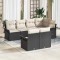 vidaXL Set de canapele pentru grădină cu pernă 7 pcs Negru Rattan poli 3354066