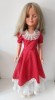 Papusa Aradeanca veche 1975, Sanziana / Emilia, 75cm inaltime, hainele originale, par lung blond