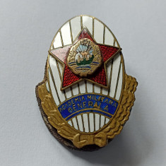 Insigna comunista Academia Militara Genarala RPR cu surubul original de prindere