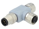 Adaptor T M12 tată, M12 mamă x2 DeviceNet/CANopen