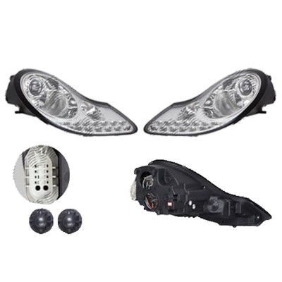 Set faruri Porsche Boxster (986), 09.1996-11.2004, partea Stanga+Dreapta, Tuning, Fata, cu lampa de parcare LED; cu indicator led; tip bec H1+H1+LED; foto