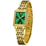 Ceas de dama Olevs Elegant Mecanism Quartz Luxury Fashion Auriu Verde
