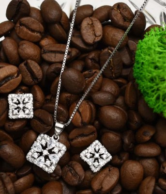 Set Argint Pandativ Si Cercei-- Model Patrat - cod SET392F foto