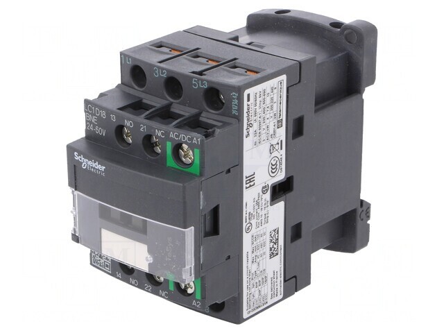 Contactor 3P 18A 690V NO+NO/NC LC1D18BNE