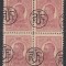 ROMANIA 1919 LP 71 I REGELE CAROL I TIPOGRAFIATE 10 BANI ROSU CU SUPRATIPAR P.T.T.F.F. EROARE SUPRATIPAR DEPLASAT BLOC 4 TIMBRE STARE MNH/SARNIERA