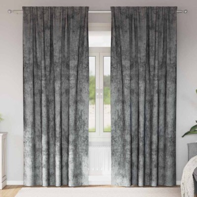 vidaXL Draperie cu perdele 2 pcs Gri 225 x 140 cm Catifea foto