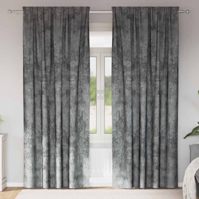 vidaXL Draperie cu perdele 2 pcs Gri 225 x 140 cm Catifea