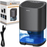 Dezumidificator camera, 1000 ml, iluminare RGB, oprire automata, 25x15x13 cm, negru, Ruhhy
