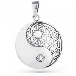 Pandantiv argint Yin Yang cu Floarea Vietii | Okazii.ro