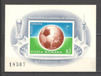 Romania.1974 C.M. de fotbal GERMANIA-Bl. nedantelat ZR.508 foto