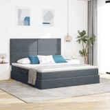 Cumpara ieftin Pat cu saltea si spatiu de depozitare Gri inchis 160 x 200 cm