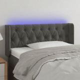 VidaXL Tăblie de pat cu LED, gri &icirc;nchis, 93x16x78/88 cm, catifea