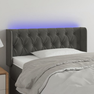 Tablie de pat cu LED, gri &amp;icirc;nchis, 93x16x78/88 cm, catifea GartenMobel Dekor foto