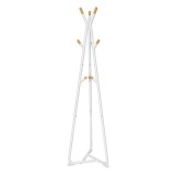 Cumpara ieftin Cuier, Vasagle, 9 carlige, otel si lemn, alb, 49x49x172 cm