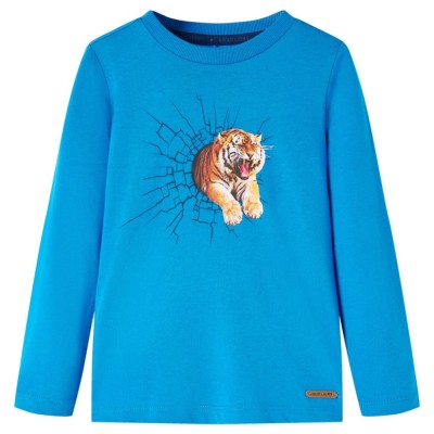 Tricou de copii cu m&amp;acirc;neci lungi albastru cobalt, 92 foto