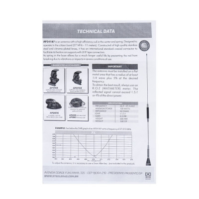 Antena CB PNI Steelbras AP24187, 66cm, 26.9-27.4MHz, 0.5dBi, 100W, fara accesorii foto