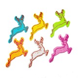 Sticker gumat ren cu sclipici, multicolor, 6 bucati set