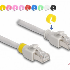 Cablu de retea RJ45 Cat.6A FTP + 20 cleme colorate 1m Gri, Delock 80118