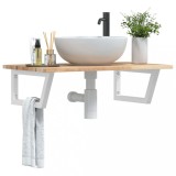 VidaXL Raft pentru lavoar montat pe perete, oțel și lemn masiv acacia 3302786