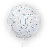 Balon transparent, 45 cm - cifra 0, baieti - TUBAN