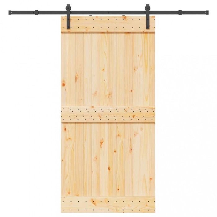 Ușă glisantă cu set feronerie, 100x210 cm, lemn masiv de pin