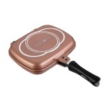 Tigaie Grill Dubla Royalty Line 32cm, Antiaderenta, Aluminiu, Magnetica, Maro