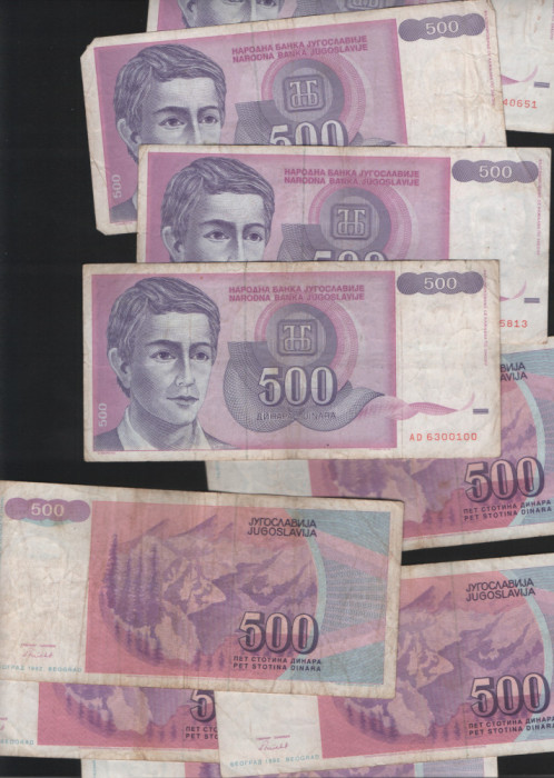 Iugoslavia Yugoslavia 500 dinari dinara 1992 F VF XF pret pe bucata