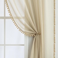Set 2 Draperii, 140 x 245 cm, Design Clasic, Bej - CN