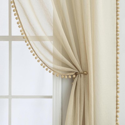 Set 2 Draperii, 140 x 245 cm, Design Clasic, Bej - CN foto