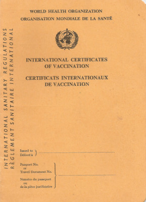 Organizatia Mondiala a Sanatatii, Certificat de vaccinare foto