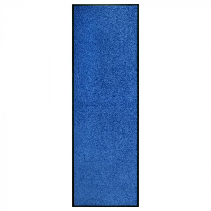 Covoraș de ușă lavabil, albastru, 60 x 180 cm