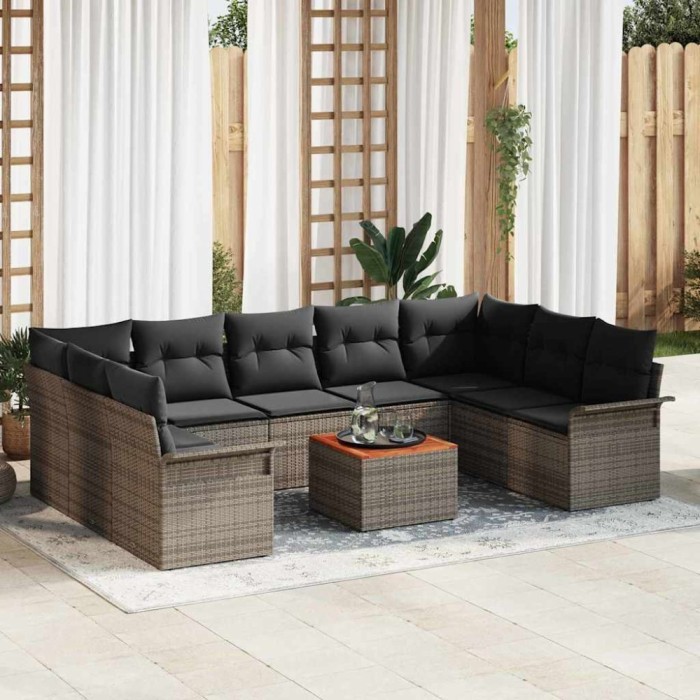 vidaXL Set de canapele pentru grădină 10 pcs Gri 55 x 55 x 37 cm 3356039