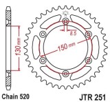 Pinion spate 50 dinti pas lant 520 - Yamaha YZ 125 (99-18) - WR 250 F - YZ 250 - YZ 250 F (99-18) - WR - YZ 400-426-450, Oem