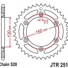 Pinion spate 50 dinti pas lant 520 - Yamaha YZ 125 (99-18) - WR 250 F - YZ 250 - YZ 250 F (99-18) - WR - YZ 400-426-450