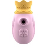 Stimulator clitoris INTENSE Clit Stimulator, design cu coroană, cu funcție de simulare sex oral, 10 funcții de aspirare, roz cu galben