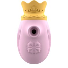 Stimulator clitoris INTENSE Clit Stimulator, design cu coroană, cu funcție de simulare sex oral, 10 funcții de aspirare, roz cu galben