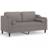 Canapea cu 2 locuri cu pernute, gri taupe, 140 cm, textil