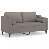Canapea cu 2 locuri cu pernute, gri taupe, 140 cm, textil