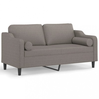 Canapea cu 2 locuri cu pernute, gri taupe, 140 cm, textil foto